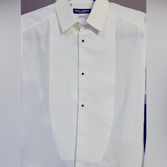 Dolce & Gabbana Gold White Cotton Button Front Shirt - Picture 1 of 4